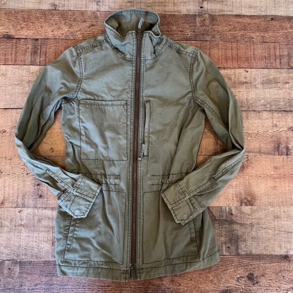 Madewell Fleet Jacket Utility Green Full Zip XS Cotton Drawstring Waist - Picture 6 of 9